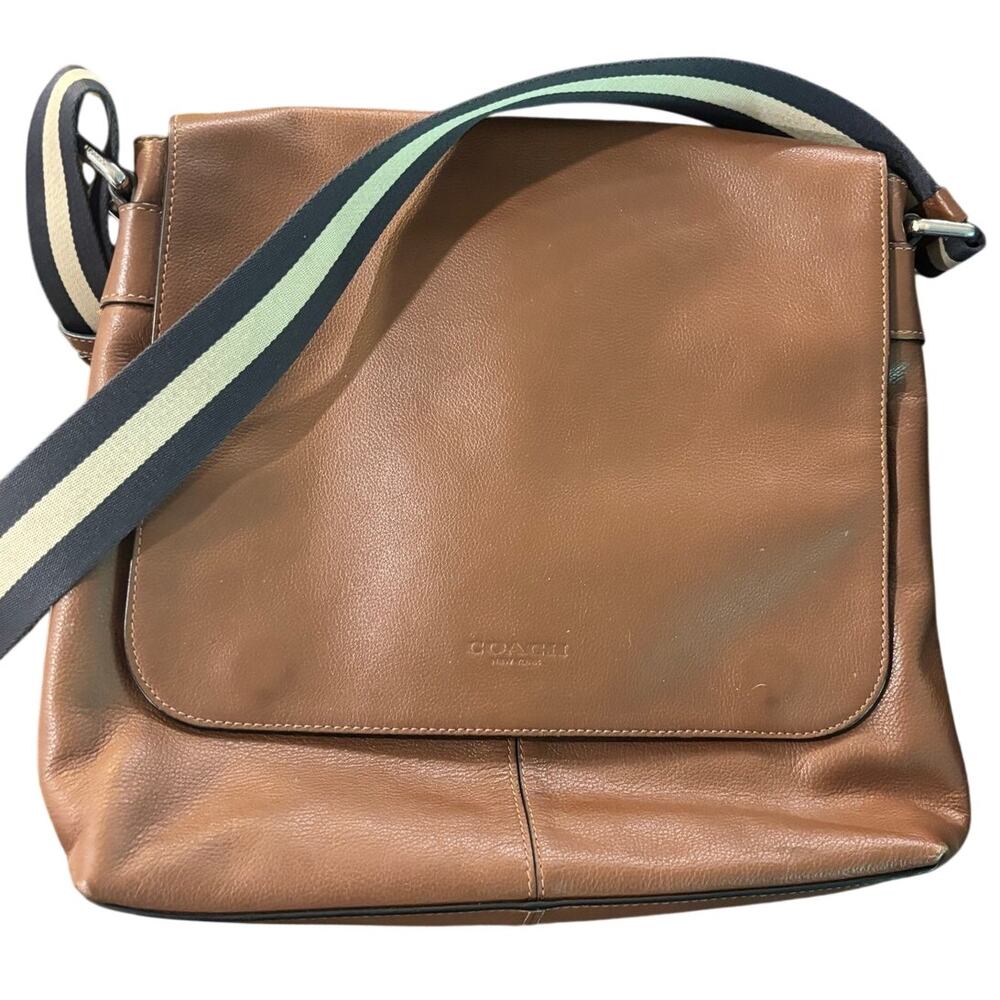 Authentic VTG Coach Men's Charles F72362 Brown Leather Messenger Crossbody Bag